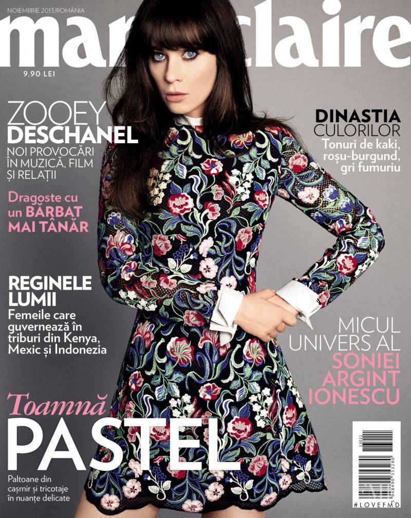 Zooey Deschanel featured on the Marie Claire Romania cover from November 2013