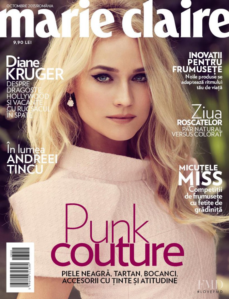 Diane Heidkruger featured on the Marie Claire Romania cover from October 2013
