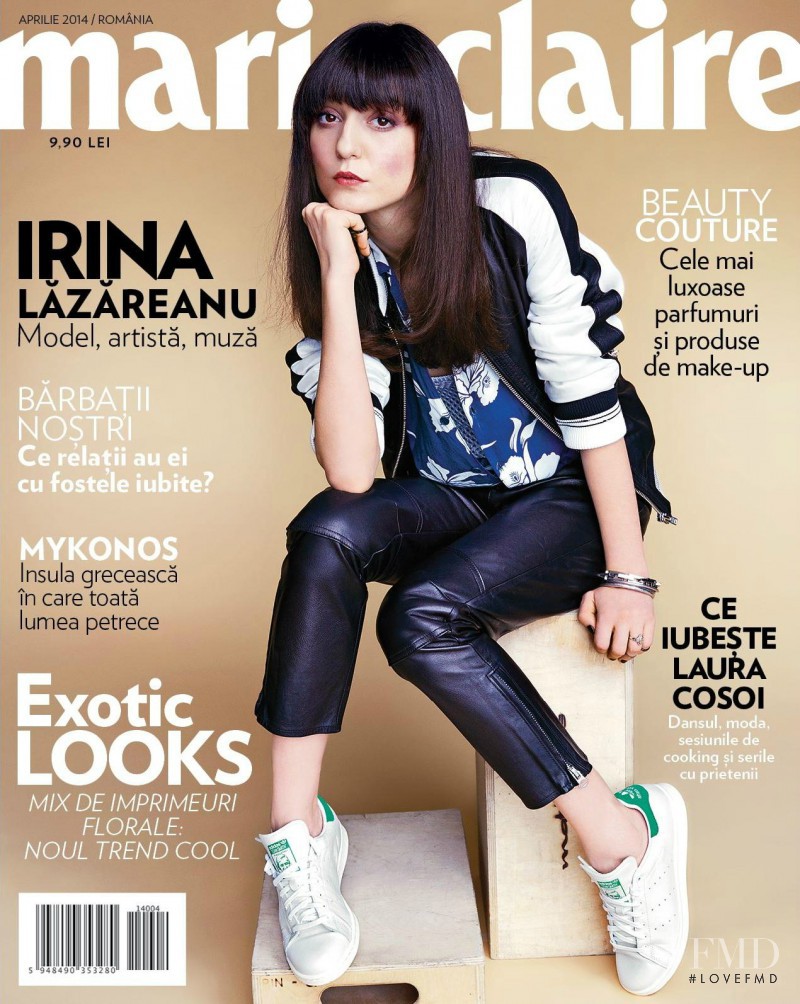 Irina Lazareanu featured on the Marie Claire Romania cover from April 2014