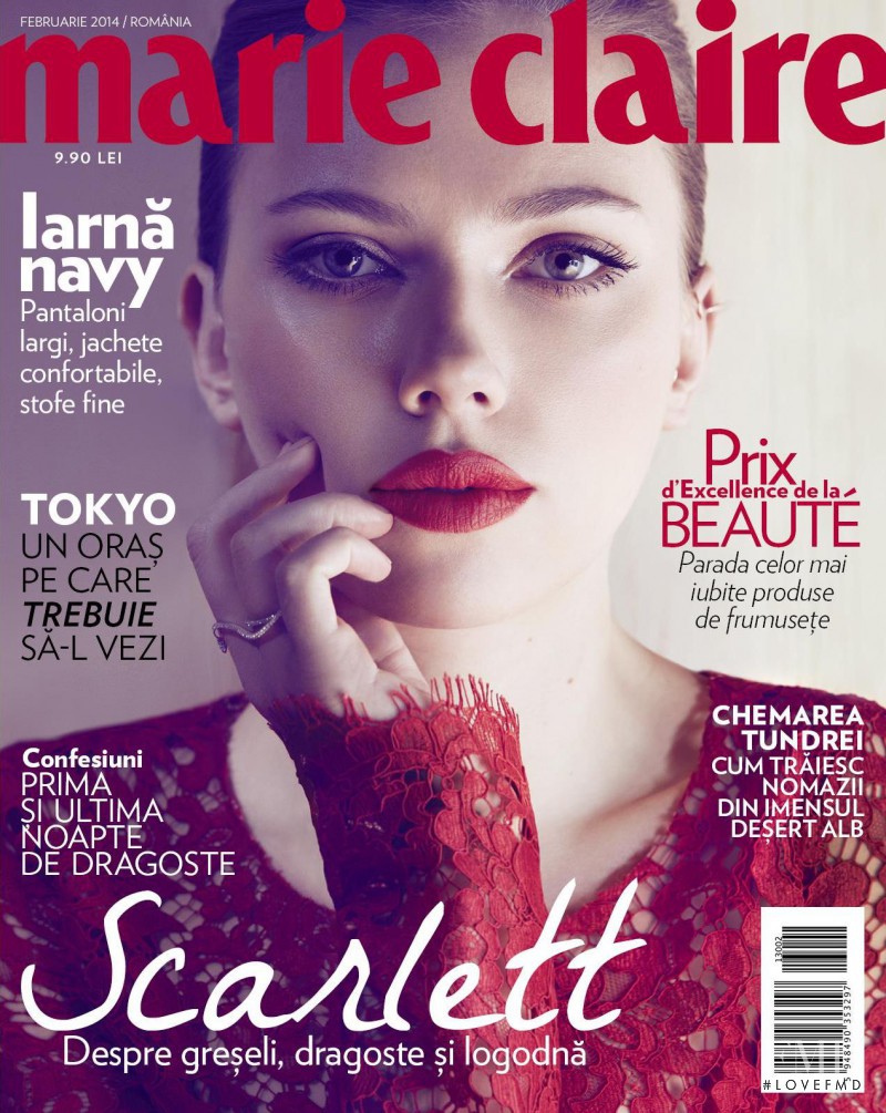 Scarlett Johansson featured on the Marie Claire Romania cover from February 2014
