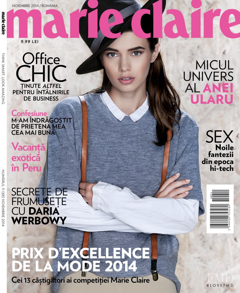 Iulia Carstea featured on the Marie Claire Romania cover from November 2014