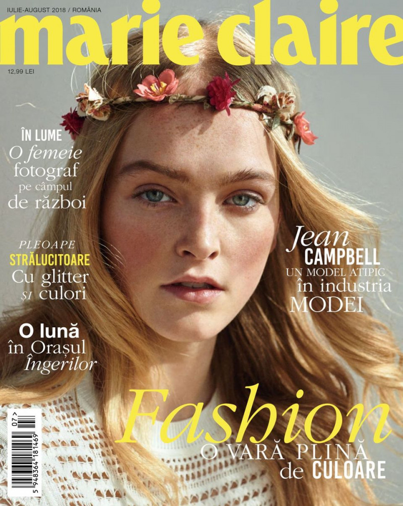 Jean Campbell featured on the Marie Claire Romania cover from July 2018