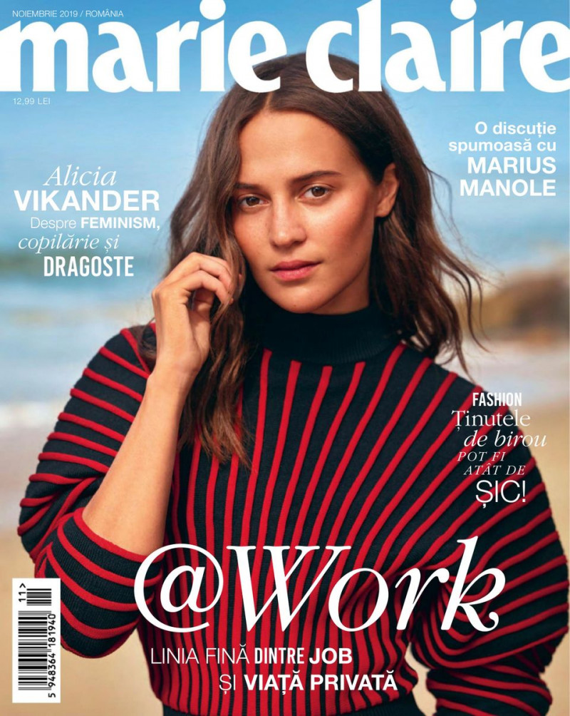 Alicia Vikander featured on the Marie Claire Romania cover from November 2019