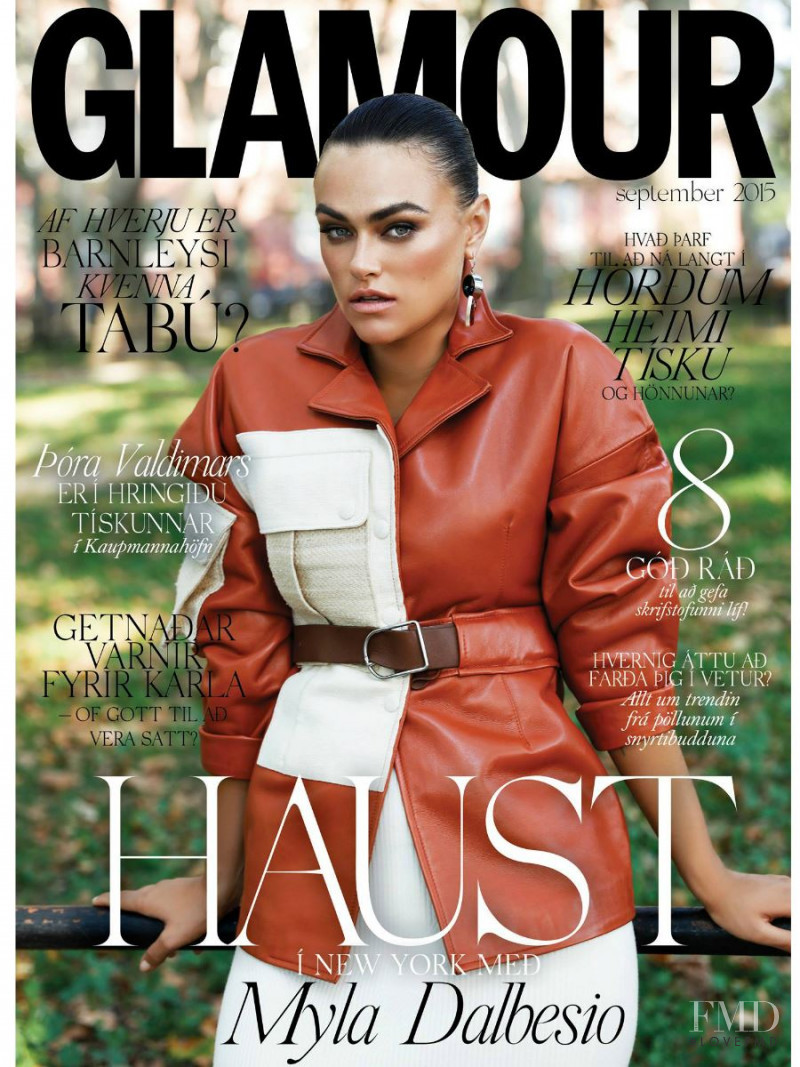 Myla Dalbesio featured on the Glamour Iceland cover from September 2015