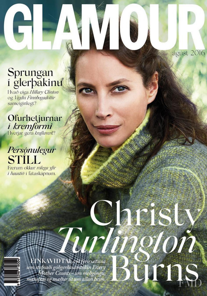 Christy Turlington featured on the Glamour Iceland cover from August 2016