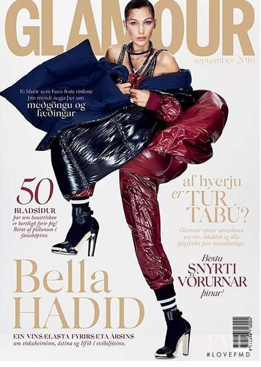 Bella Hadid featured on the Glamour Iceland cover from September 2016