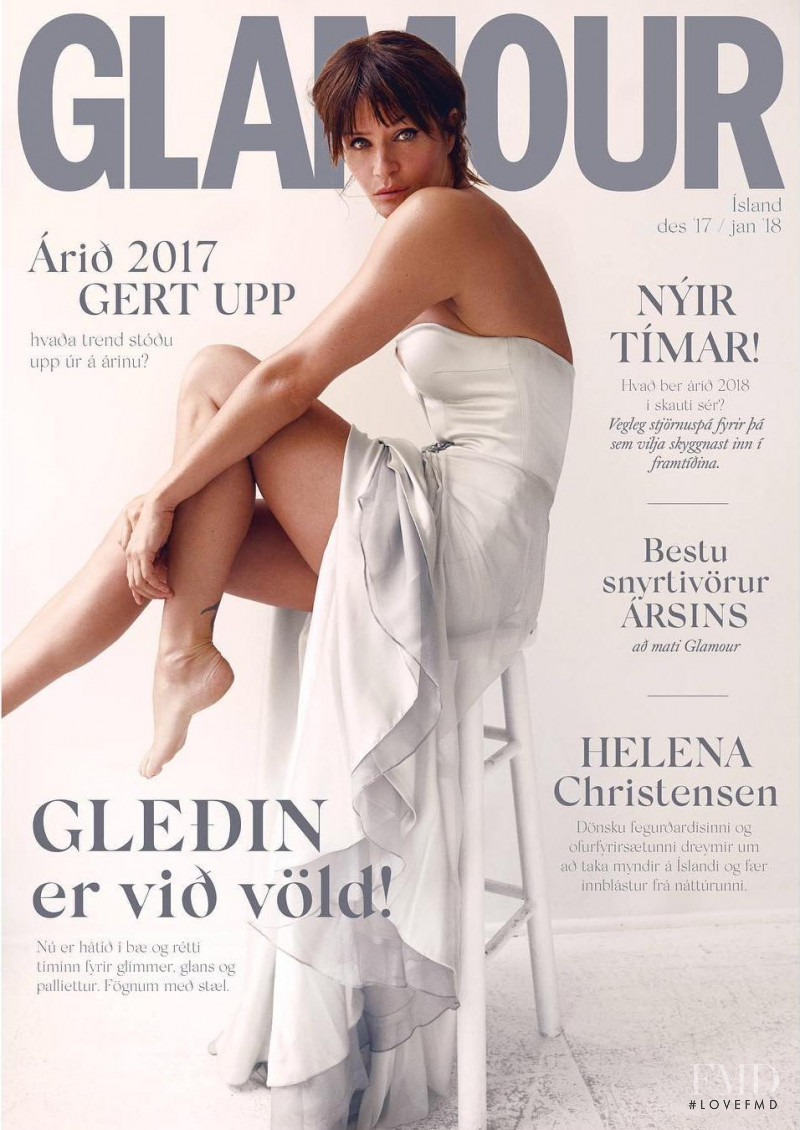 Helena Christensen featured on the Glamour Iceland cover from December 2017