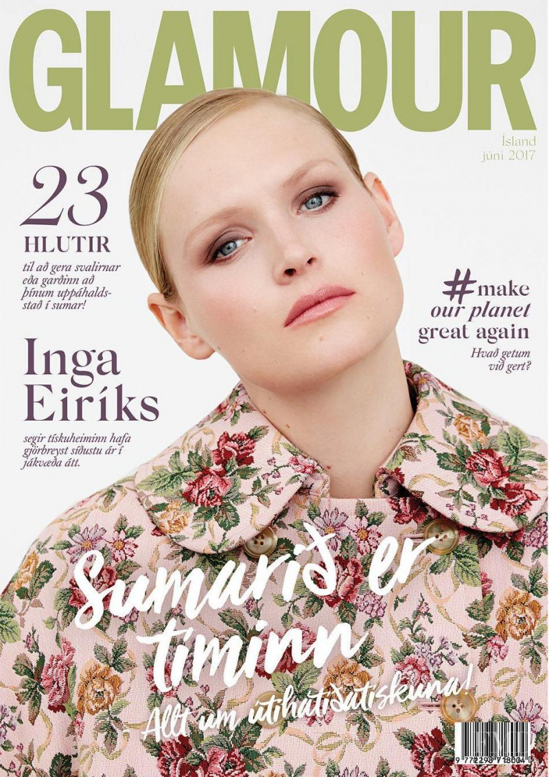 Inga Eiriksdottir featured on the Glamour Iceland cover from June 2017