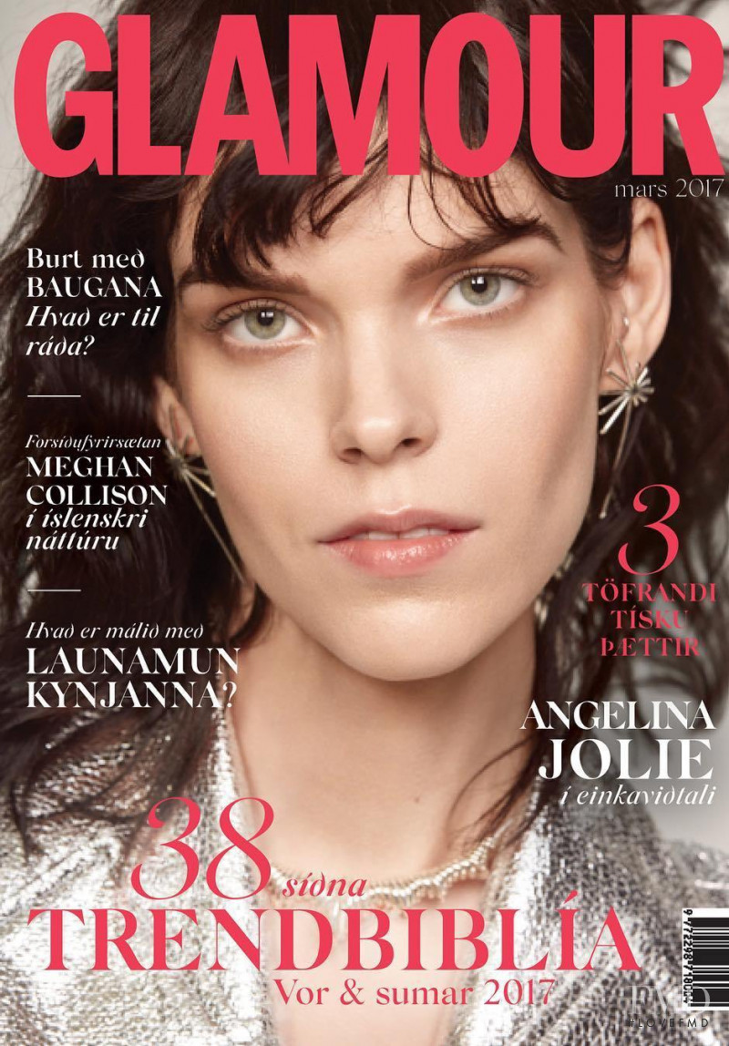 Meghan Collison featured on the Glamour Iceland cover from March 2017