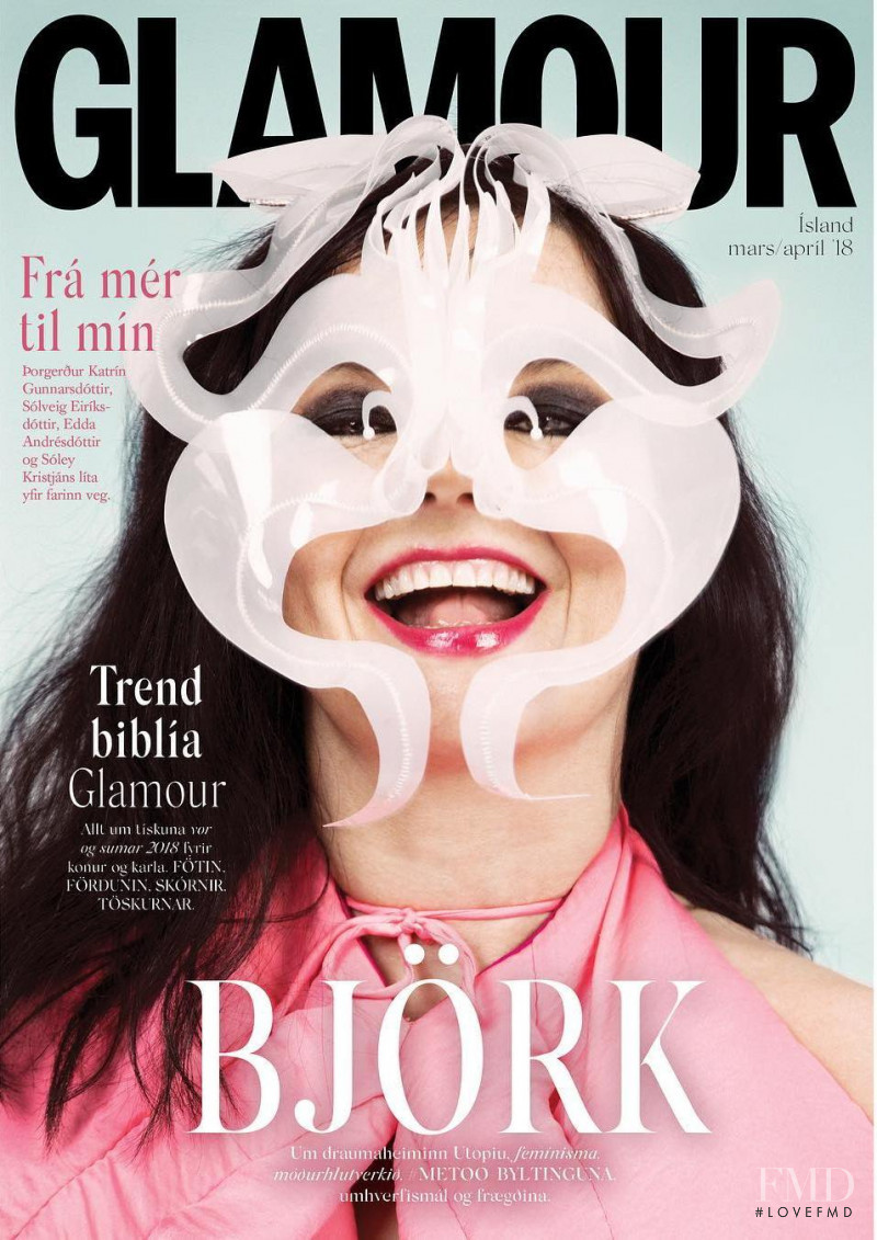 Bjork featured on the Glamour Iceland cover from March 2018