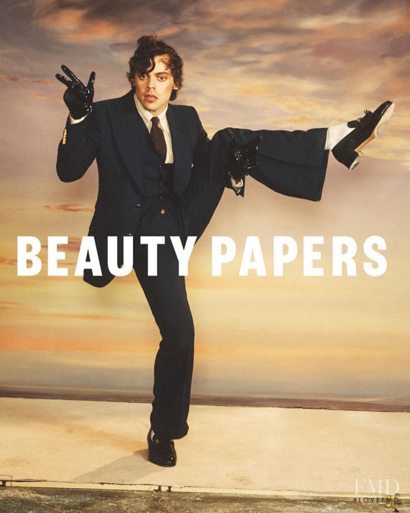 Harry Styles featured on the Beauty Papers cover from March 2020