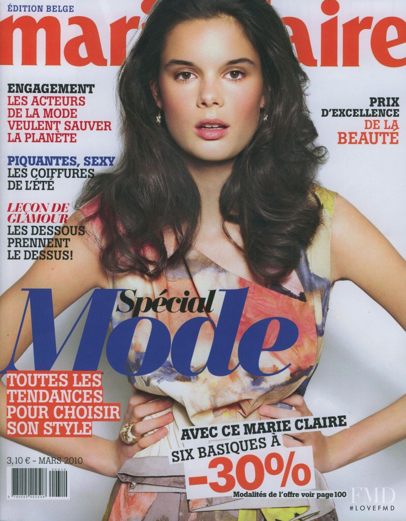 Camille Ringoir featured on the Marie Claire Belgium cover from March 2010