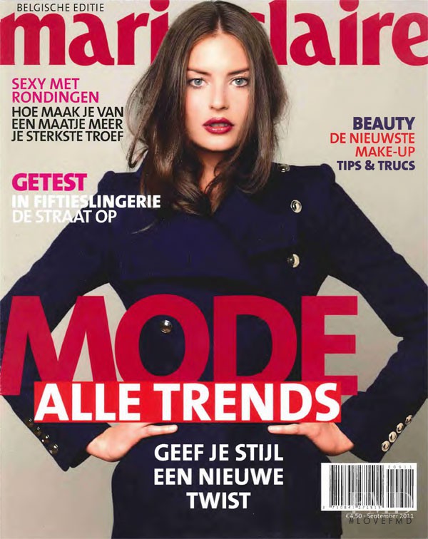 Reka Ebergenyi featured on the Marie Claire Belgium cover from September 2011