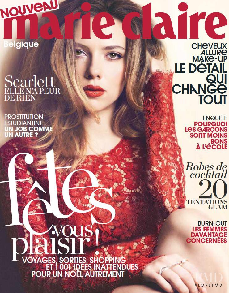 Scarlett Johansson featured on the Marie Claire Belgium cover from December 2013