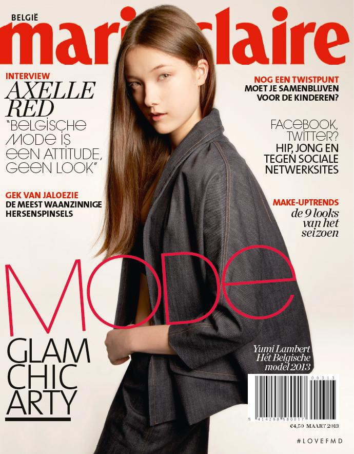 Yumi Lambert featured on the Marie Claire Belgium cover from March 2013