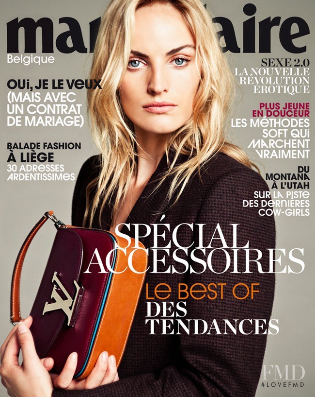 Maxime van der Heijden featured on the Marie Claire Belgium cover from October 2013