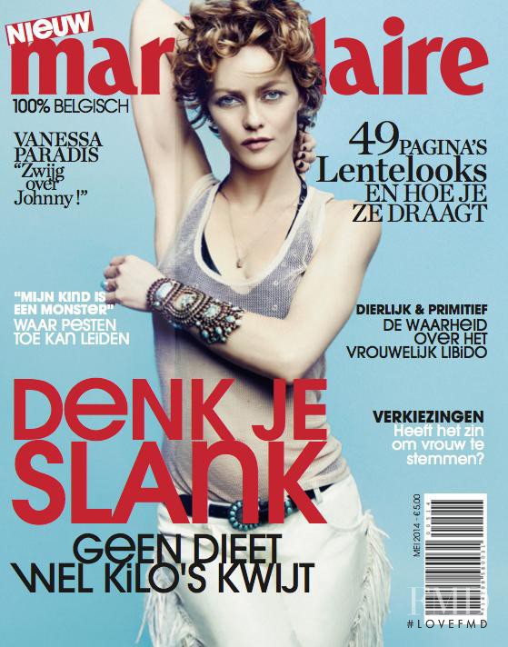 Vanessa Paradis featured on the Marie Claire Belgium cover from May 2014