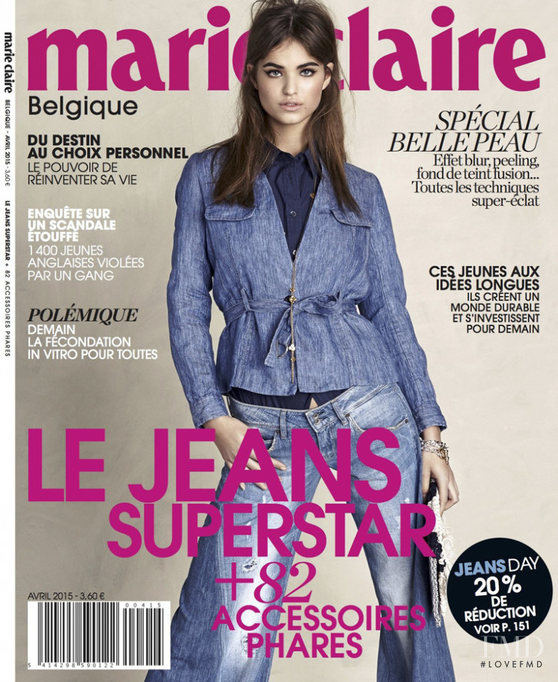 Robin Holzken featured on the Marie Claire Belgium cover from April 2015