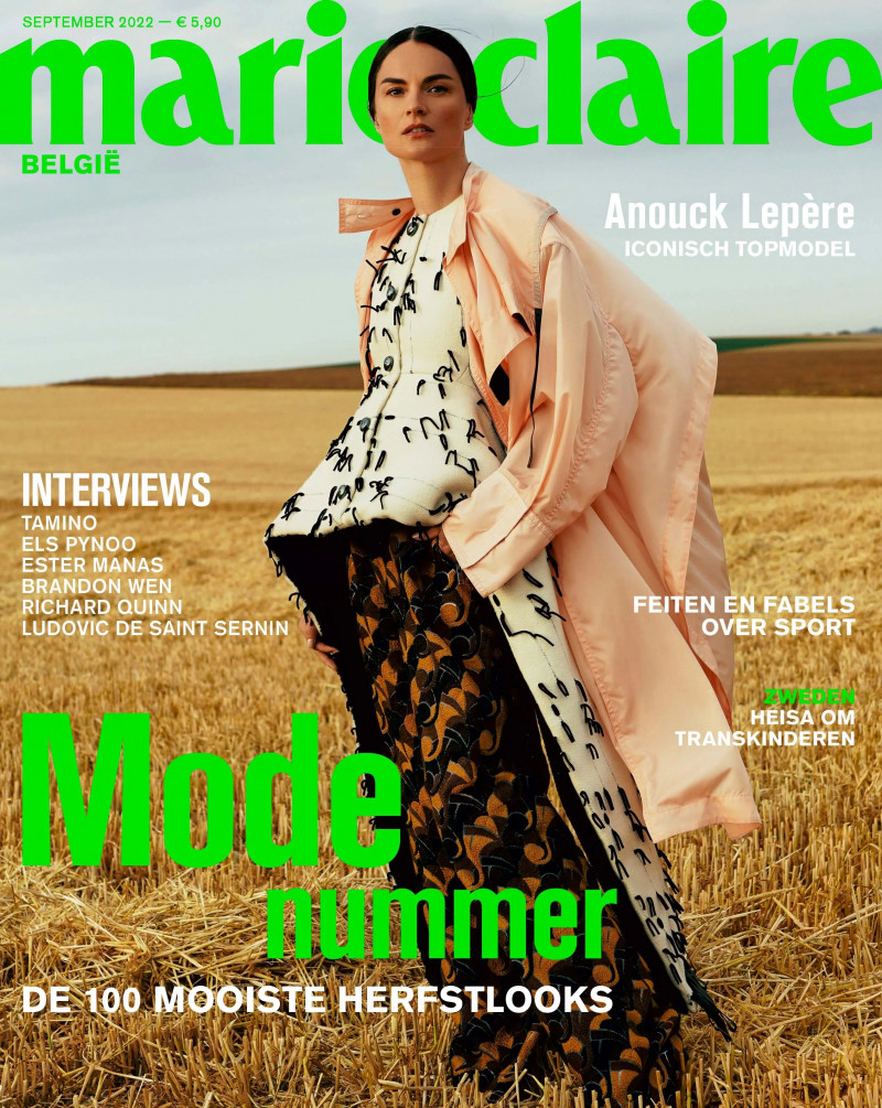 Anouck Lepère featured on the Marie Claire Belgium cover from September 2022