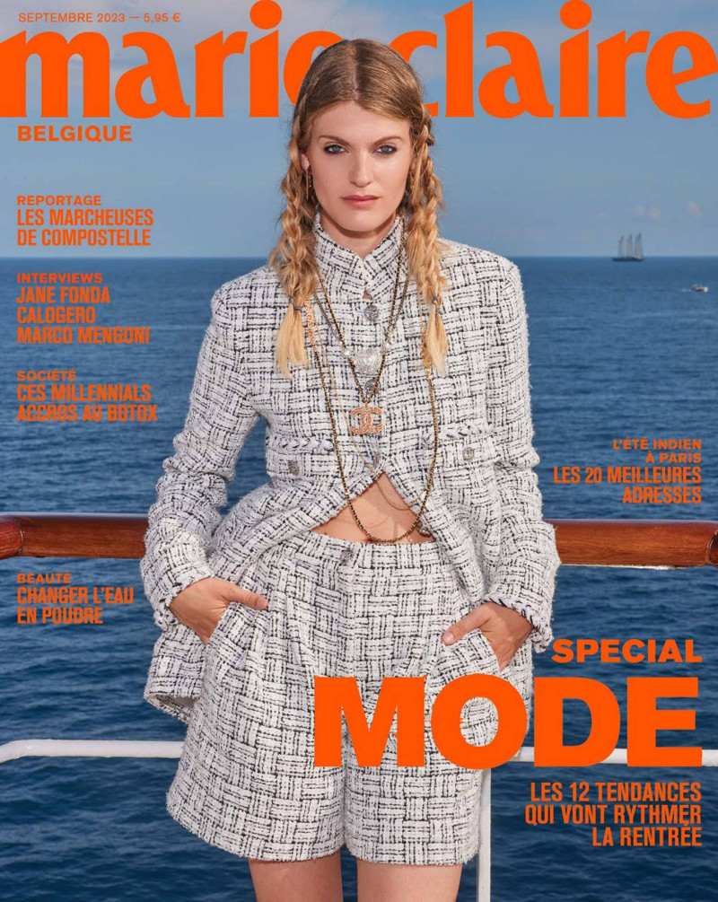 Emma Bale featured on the Marie Claire Belgium cover from September 2023