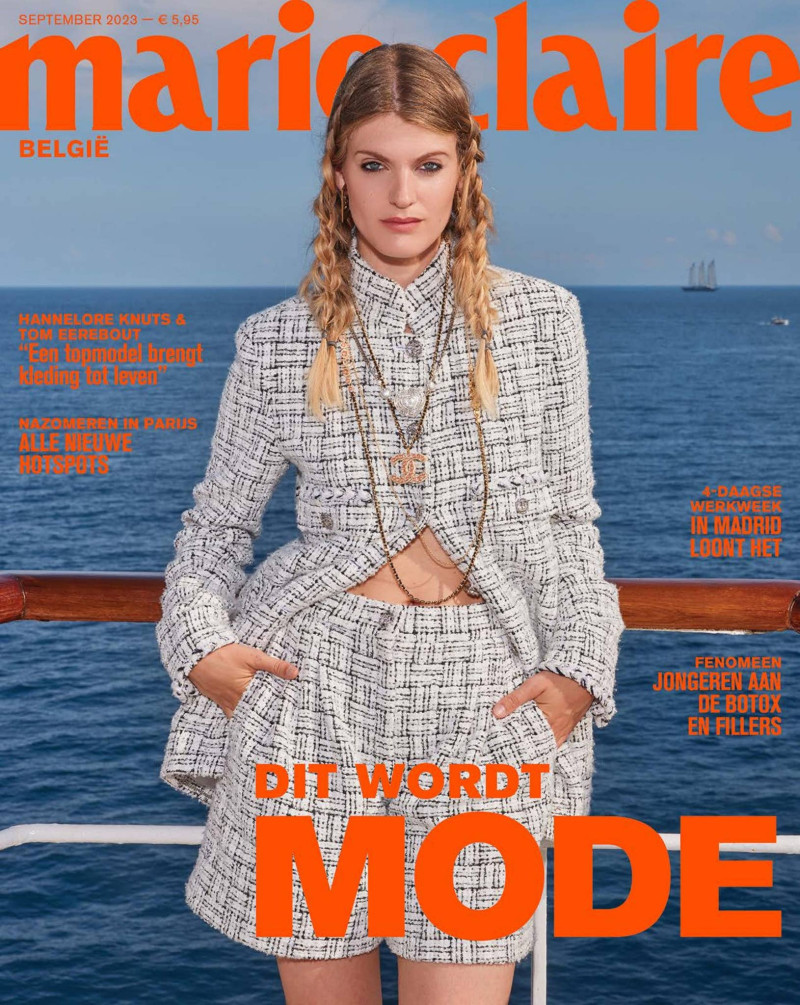 Emma Bale featured on the Marie Claire Belgium cover from September 2023