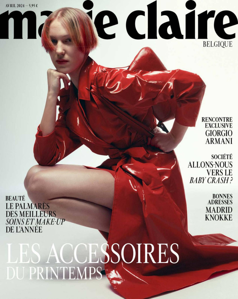 Celine Goebel featured on the Marie Claire Belgium cover from April 2024