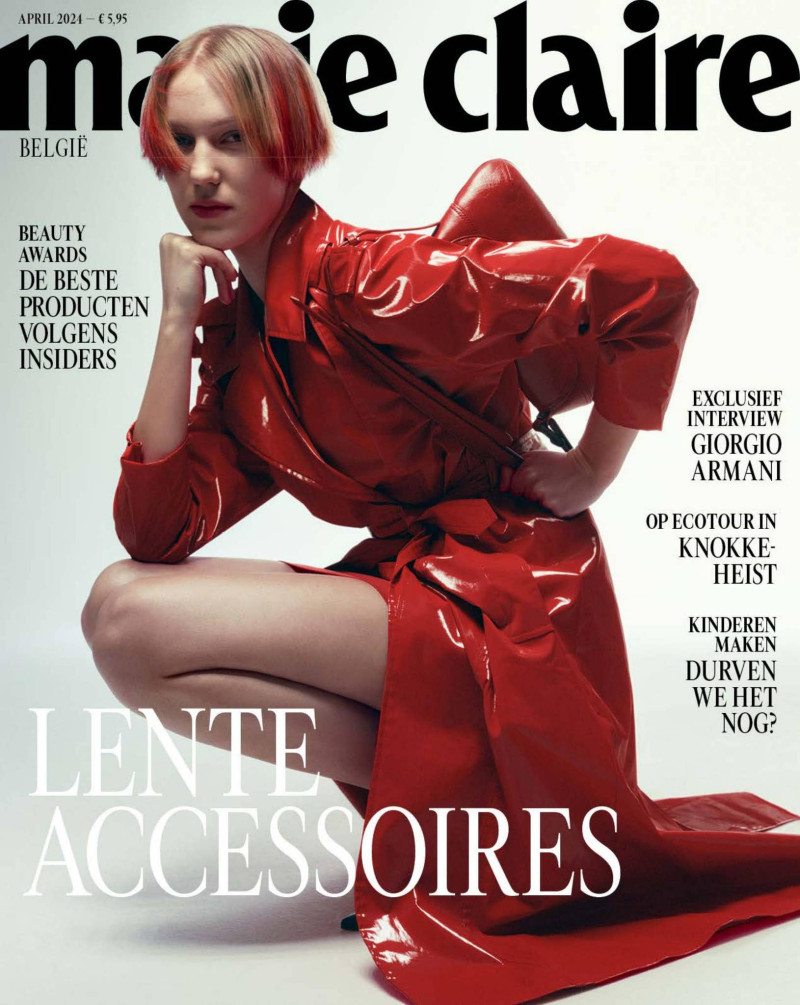 Celine Goebel featured on the Marie Claire Belgium cover from April 2024