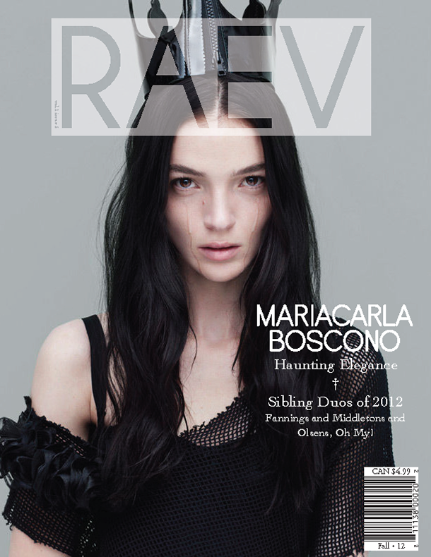 Mariacarla Boscono featured on the Raev cover from September 2012