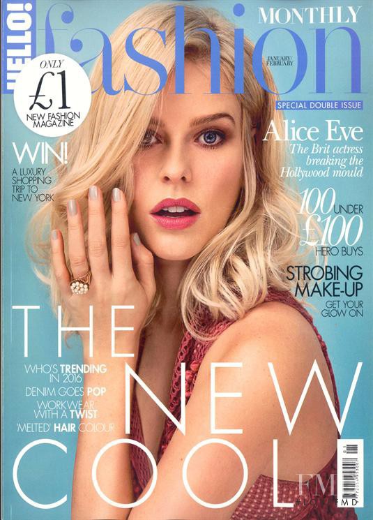 Alice Eve featured on the Hello! Fashion cover from January 2016