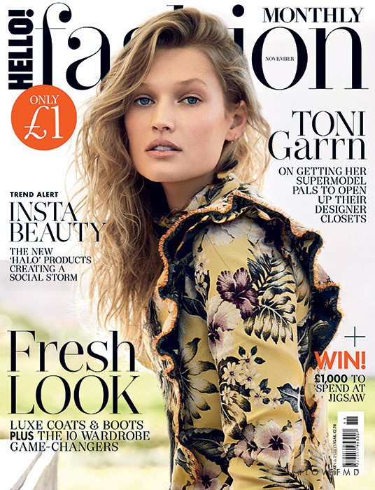 Toni Garrn featured on the Hello! Fashion cover from November 2017
