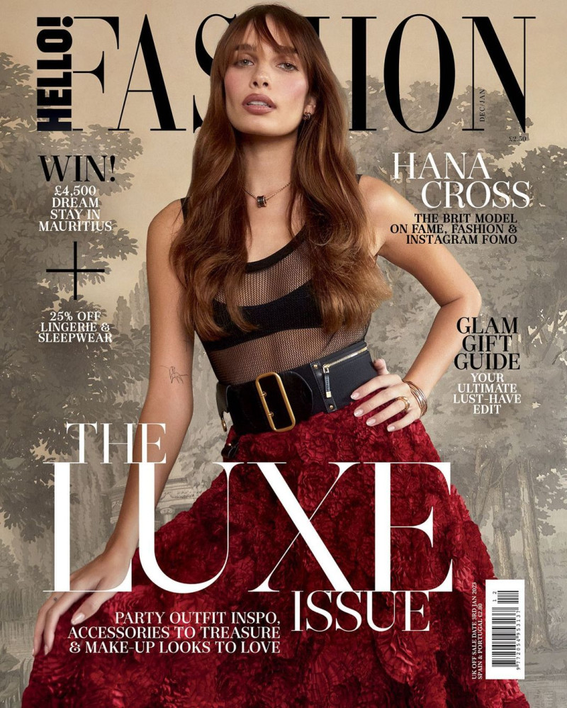 Hana Cross featured on the Hello! Fashion cover from December 2022