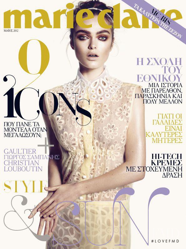 Sophie Vlaming featured on the Marie Claire Greece cover from May 2012