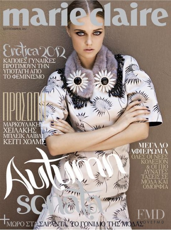 Signe Rasmussen featured on the Marie Claire Greece cover from September 2012