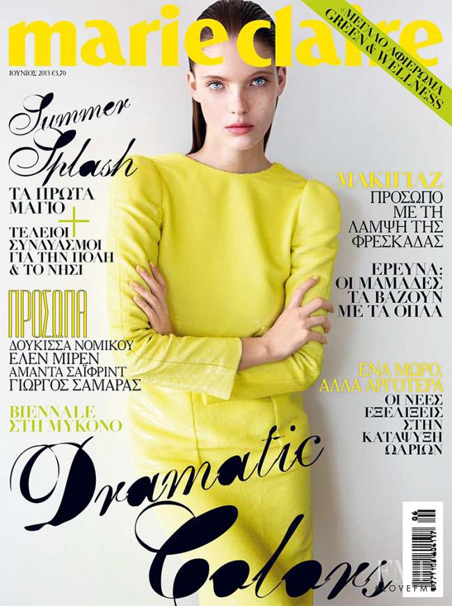 Anastasia Kolganova featured on the Marie Claire Greece cover from June 2013