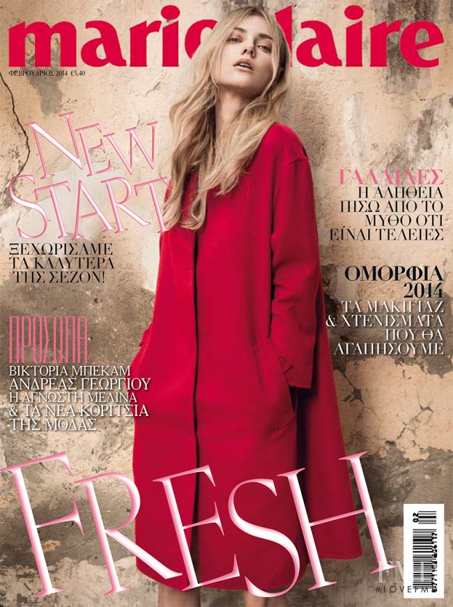 Yulia Merzlyakova featured on the Marie Claire Greece cover from February 2014