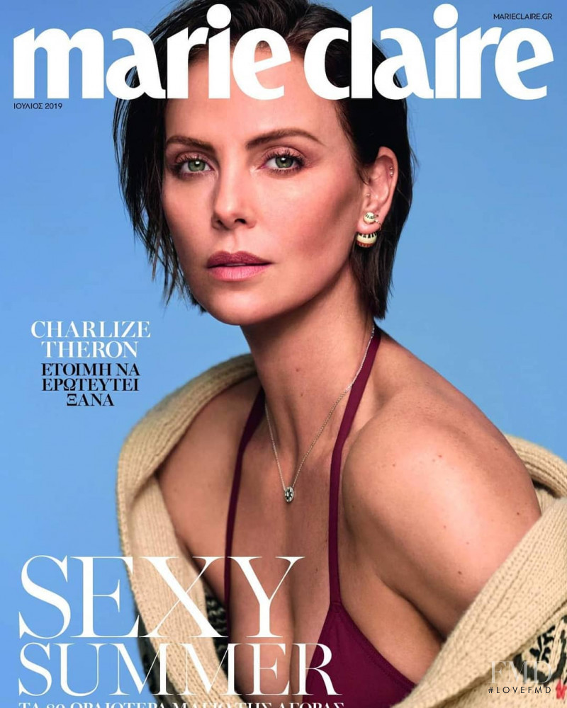 Charlize Theron featured on the Marie Claire Greece cover from July 2019