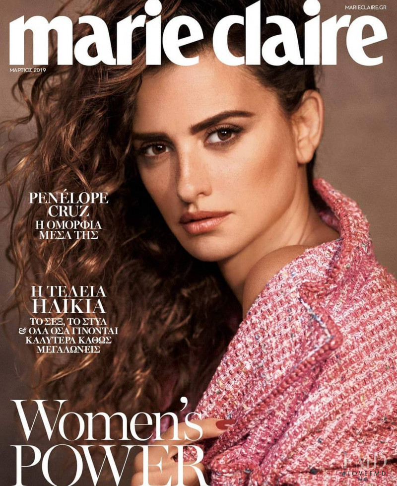 Penelope Cruz featured on the Marie Claire Greece cover from March 2019