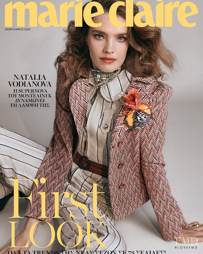 Natalia Vodianova featured on the Marie Claire Greece cover from February 2020