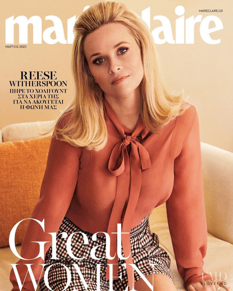Reese Witherspoon featured on the Marie Claire Greece cover from March 2020