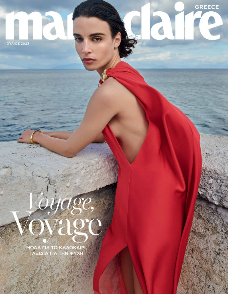 Haris Axilithioti featured on the Marie Claire Greece cover from July 2023