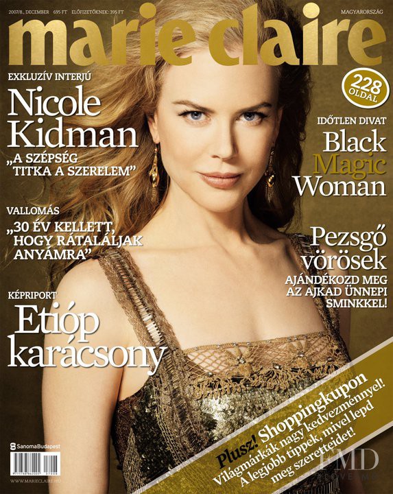 Nicole Kidman featured on the Marie Claire Hungary cover from December 2007