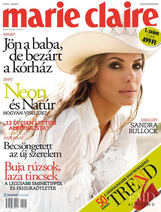Sandra Bullock featured on the Marie Claire Hungary cover from May 2007