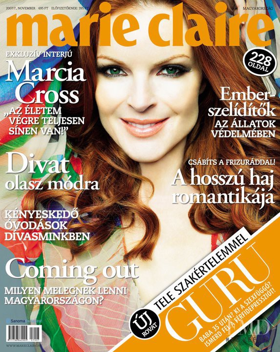 Marcia Cross featured on the Marie Claire Hungary cover from November 2007
