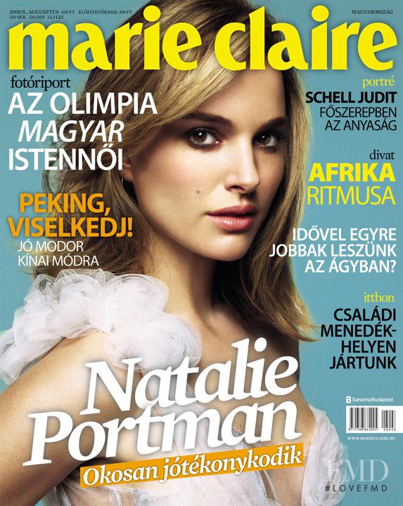 Natalie Portman featured on the Marie Claire Hungary cover from August 2008