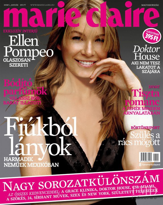 Ellen Pompeo featured on the Marie Claire Hungary cover from January 2008