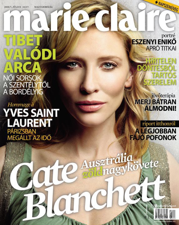 Cate Blanchett featured on the Marie Claire Hungary cover from July 2008