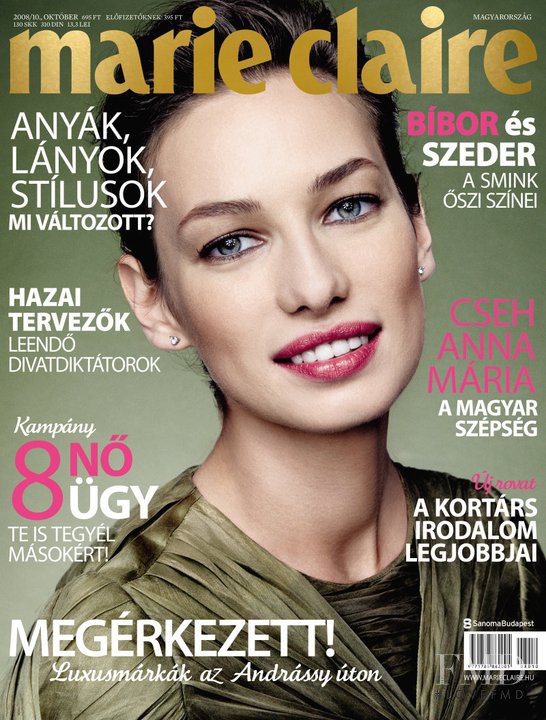 Anna Marie Cseh featured on the Marie Claire Hungary cover from October 2008