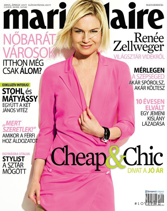 Renée Zellweger featured on the Marie Claire Hungary cover from April 2009