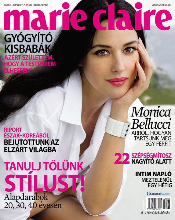 Monica Bellucci featured on the Marie Claire Hungary cover from August 2009