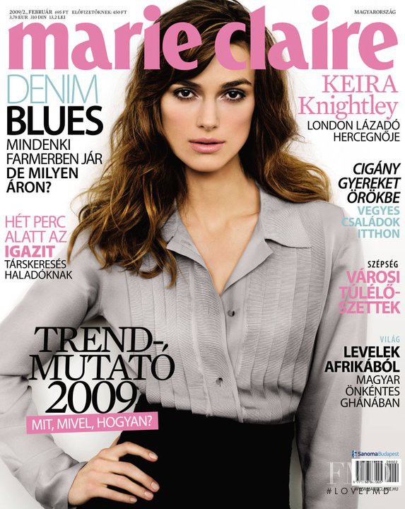 Keira Knightley featured on the Marie Claire Hungary cover from February 2009